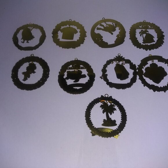 Metal Die Cut Hawaii Christmas Ornaments Various Lot of 9 Mele Kalikimaka - Picture 5 of 5